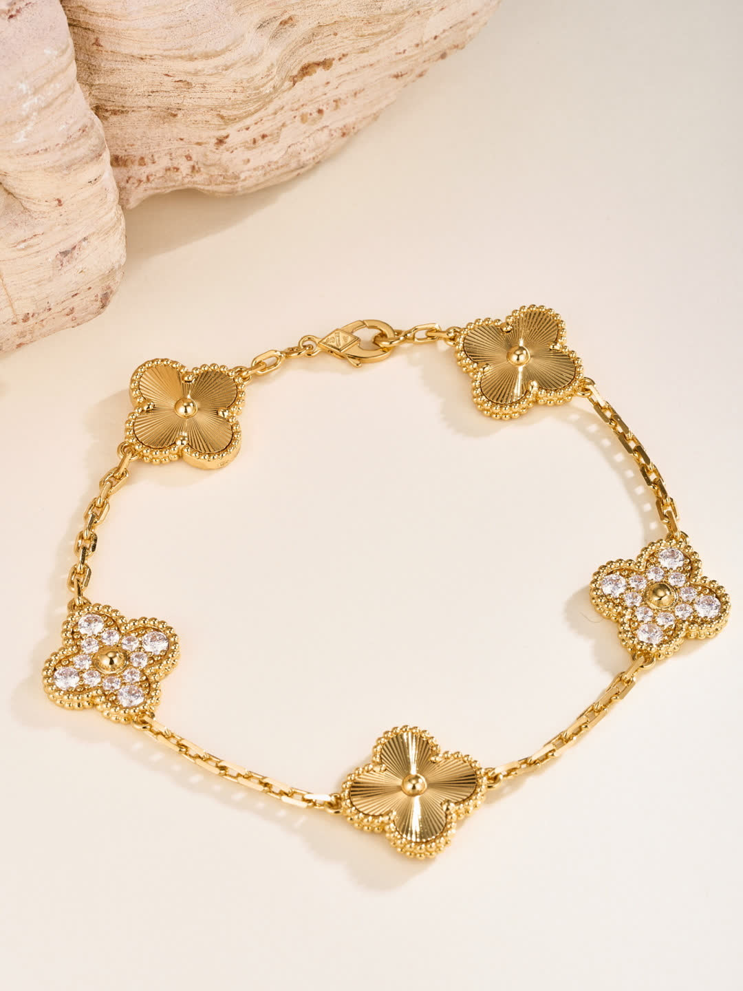 Van Cleef & Arpels Alhambra Gold Bracelet with Diamonds